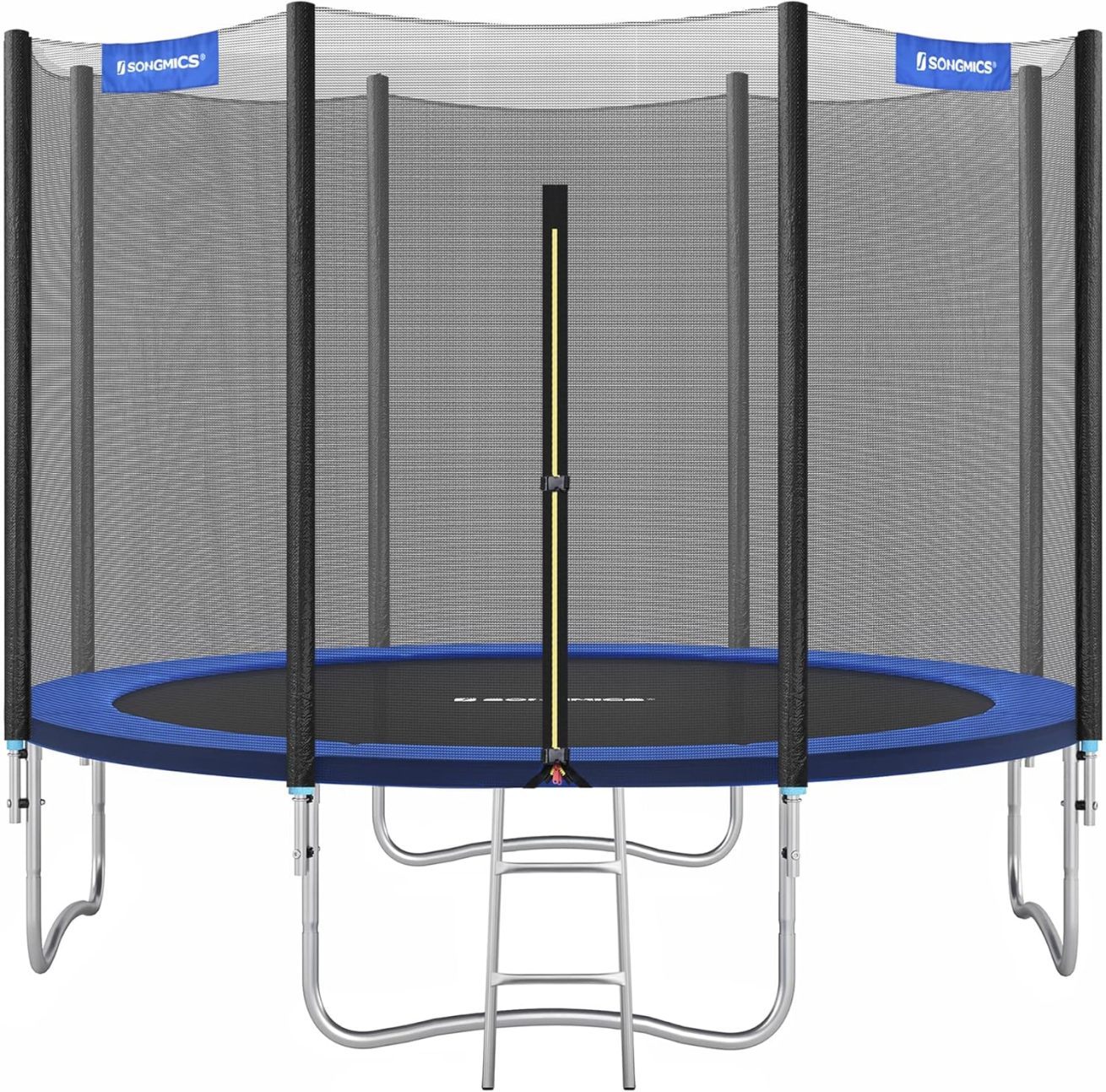SONGMICS Outdoor Trampoline Ø 183cm, Round Garden Trampoline with Safety Net, Ladder and Padded Poles