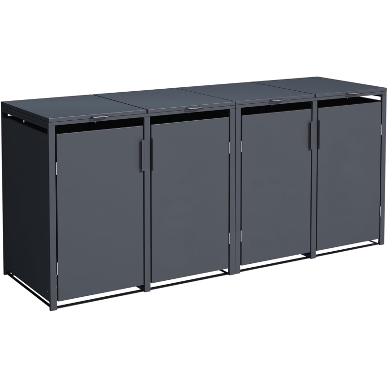 DEGAMO Munich Wheelie Bin Box for 4 x Bins 120 and 240 Litres Galvanised Steel Anthracite