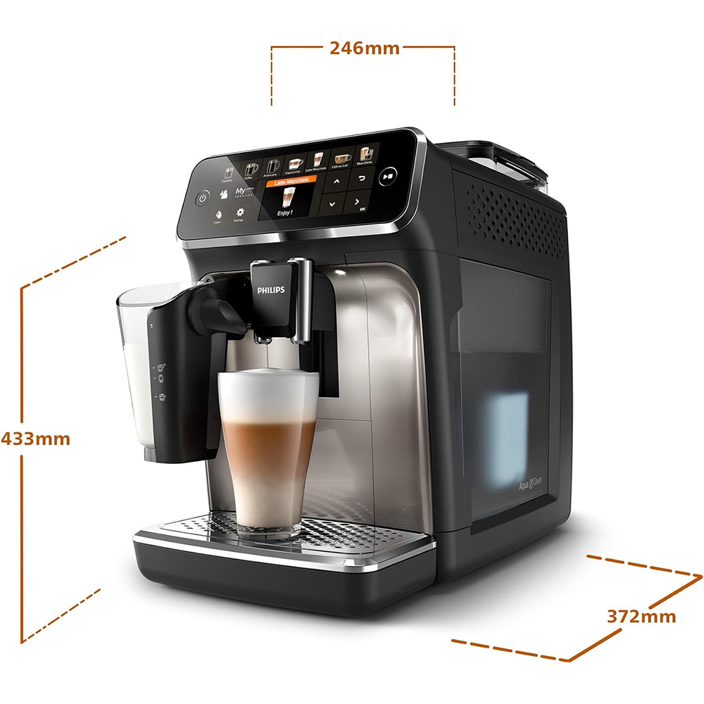 Philips Series 5400 Kaffeevollautomat – LatteGo Milchsystem, 12 Kaffeespezialitäten, Intuitives Display, 4 Benutzerprofile, Chrom