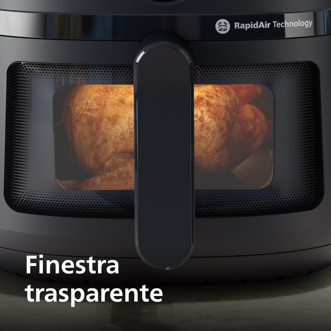 Philips Airfryer Serie 2000 - Friggitrice ad aria da 6,2 L, 13 Modalità, Compatta con Finestra di Cottura, Tecnologia RapidAir, 90% di Grassi in Meno, Facile da Pulire (NA230/00)
