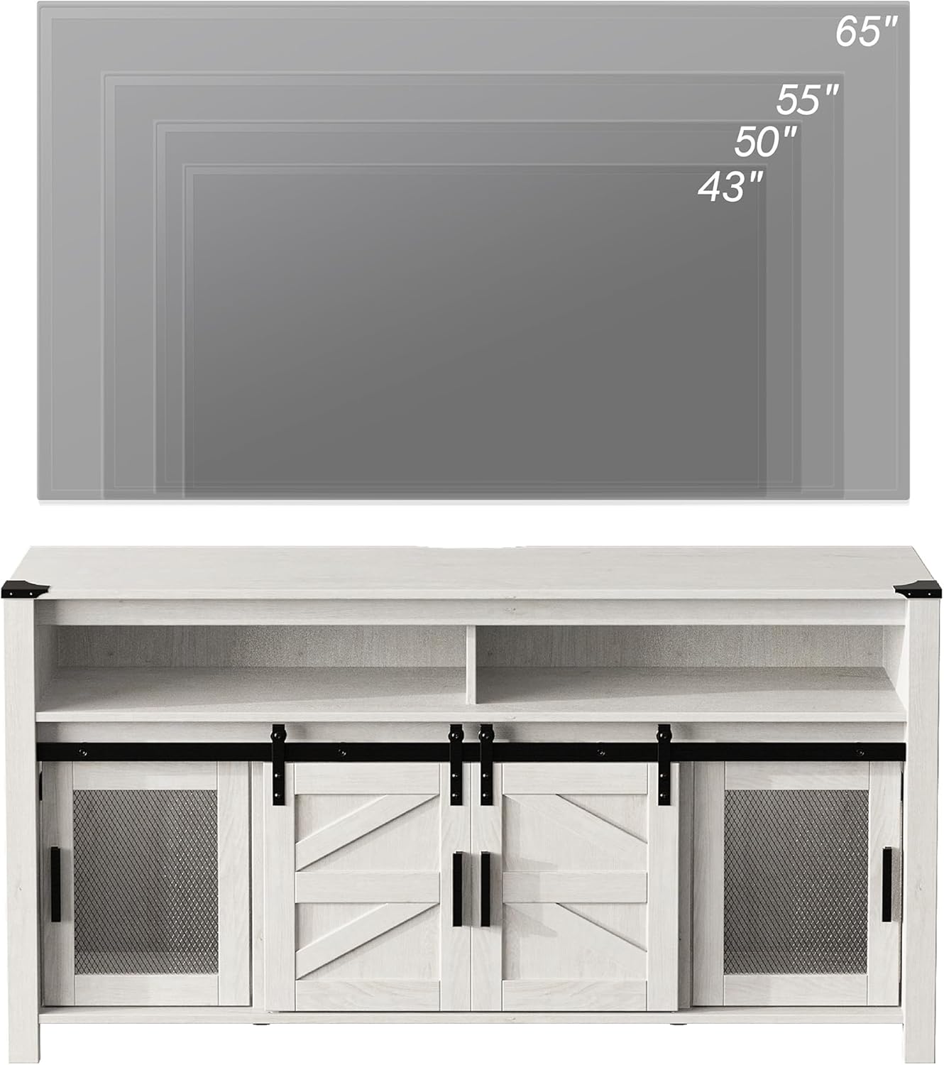 WAMPAT Farmhouse Buffet Cabinet,Rustic Sideboard with Sliding Barn Doors