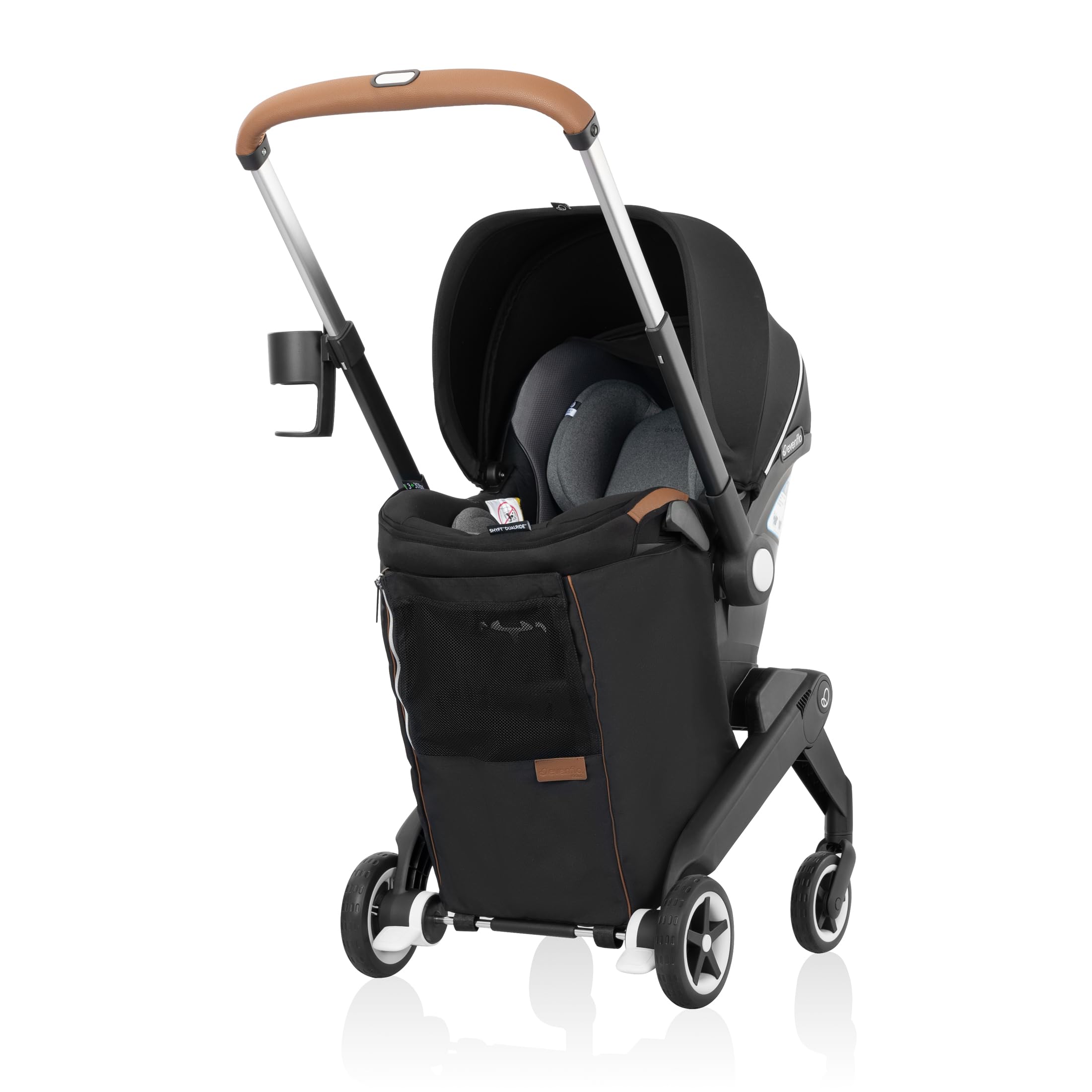 Evenflo Shyft DualRide baby car seat and stroller set with portable storage (Boone Gray)