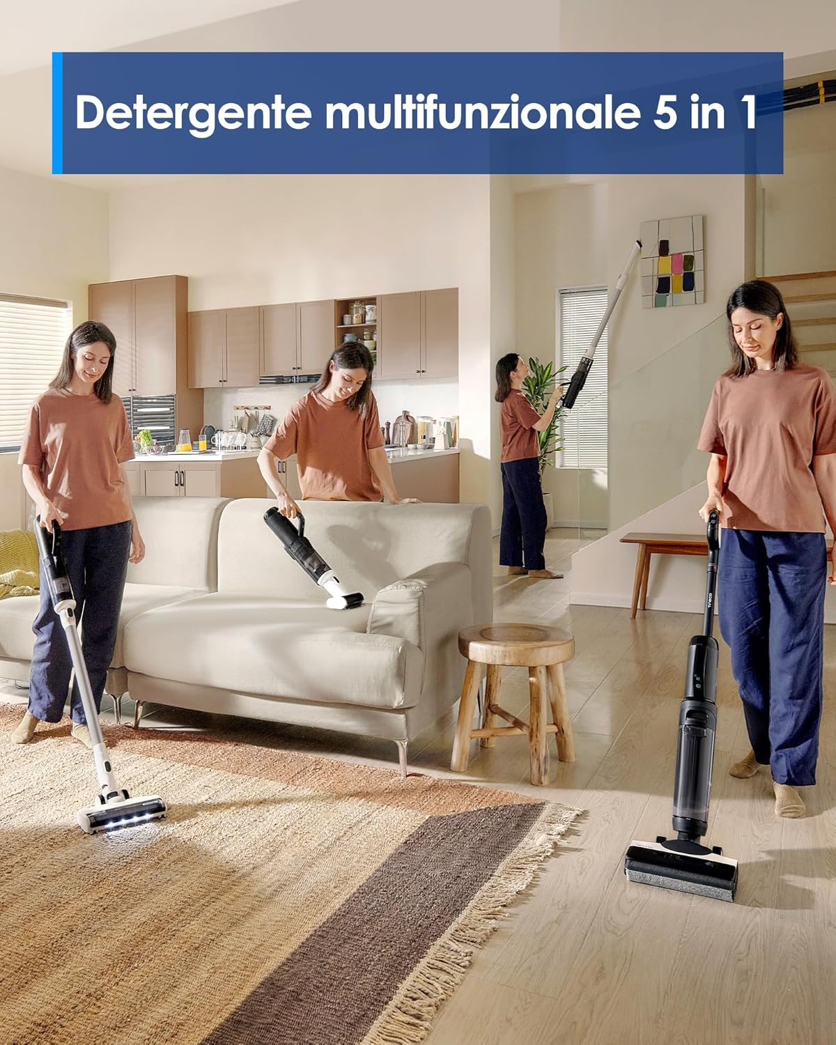 Tineco FLOOR ONE SWITCH S6, aspirapolvere secco/umido, lavapavimenti intelligente 5-in-1, autopulente, asciugatura 5 minuti, spazzola antigroviglio, pulizia bordi su entrambi i lati