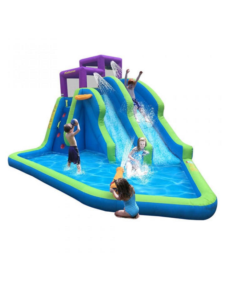 Magic Time Twin Falls Outdoor Inflatable Splash Pool Backyard Water Slide Park