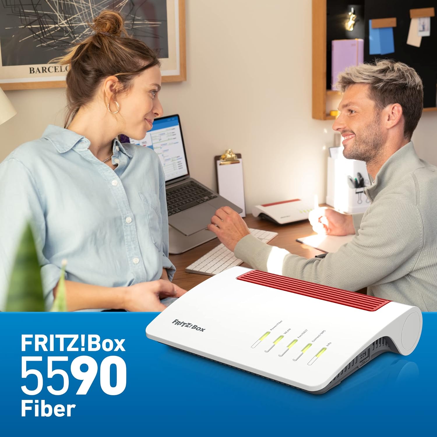 FRITZ!Box 5590 Fiber | Router für einen Glasfaseranschluss (Wi-Fi 6, bis 2.400 MBit/s (5 GHz) und 1.200 MBit/s (2,4 GHz), WLAN Mesh, DECT-Basis, 2,5-Gigabit-LAN-Port, geeignet für Deutschland)