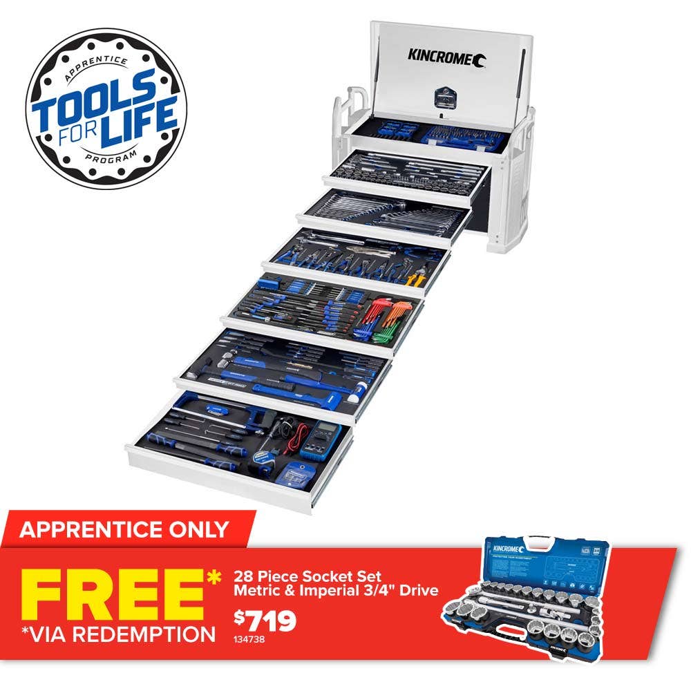 KINCROME TFL Off-road Truck Tool Kit 452 Piece 6 Drawer - White P1830W