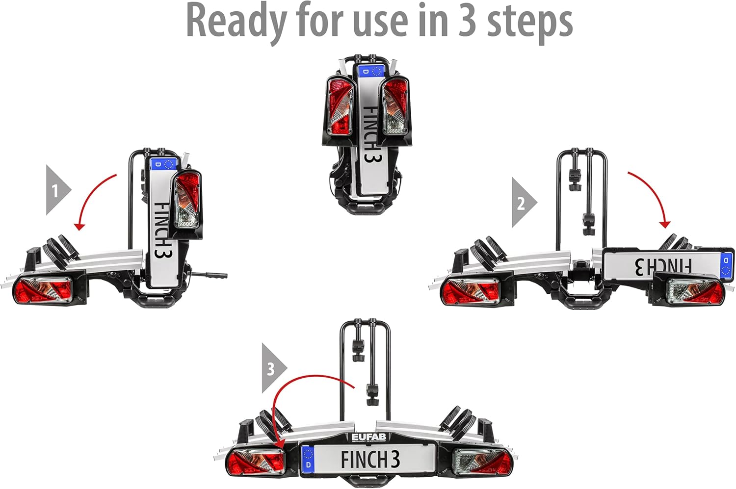 EUFAB 11598 FINCH Bicycle Carrier for 3 Bicycles