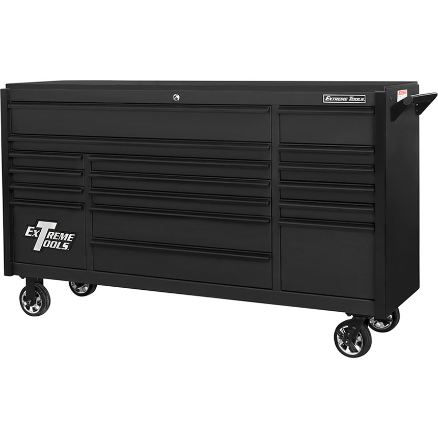 Extreme Tools® DX Series 72in W x 21in D 17 Drawer Triple Bank Roller Cabinet 100 lbs Slides