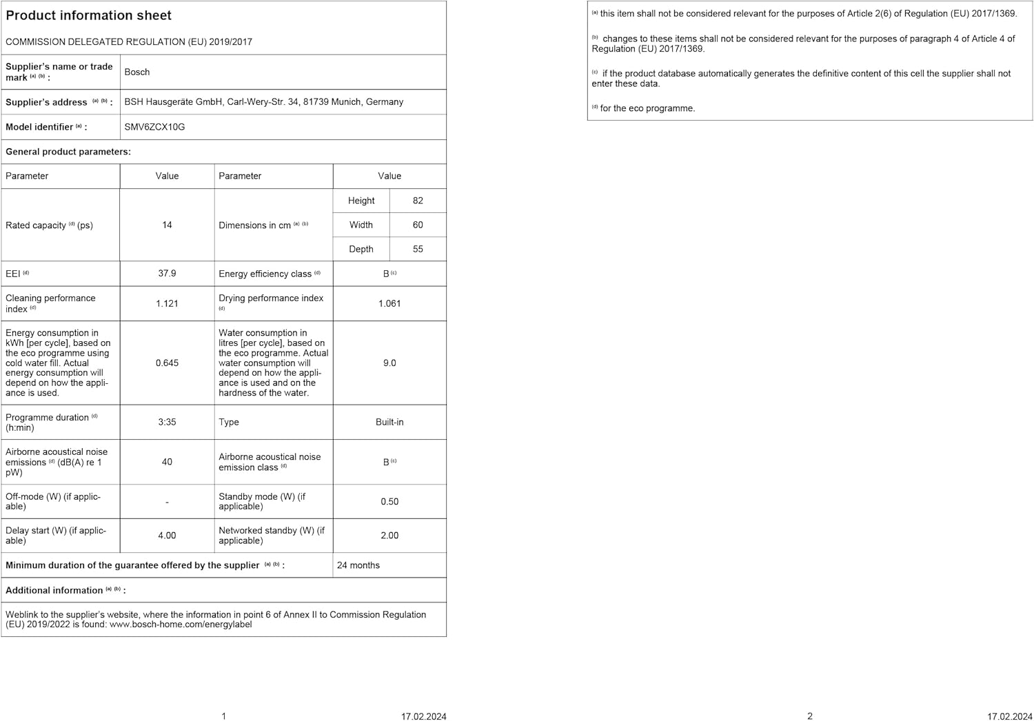 Bosch SMV6ZCX10G Series 6