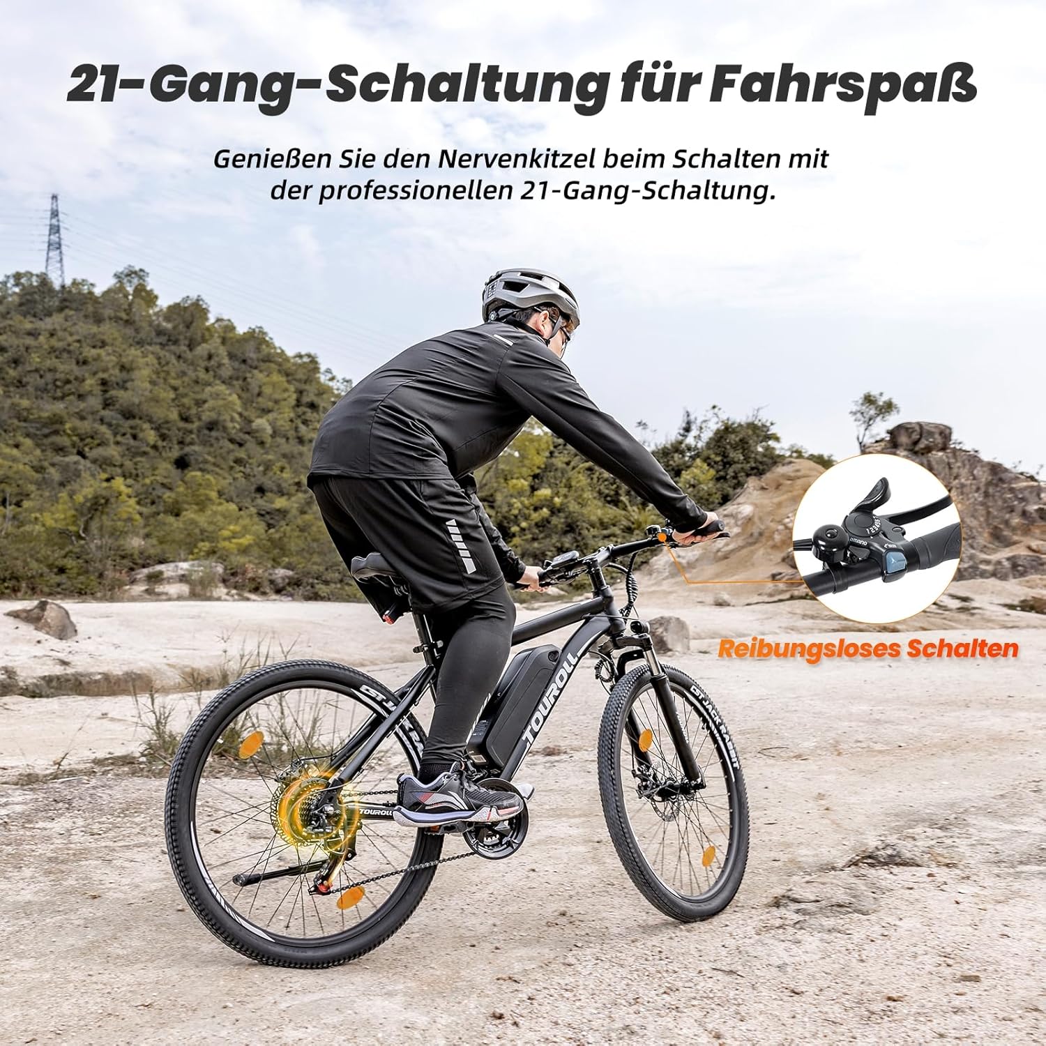 Touroll U1 E-Bikes, 26/29 Inch E Bike Men Women with Removable 36 V 13 Ah Battery, 250 W Motor MTB, Electric Mountain Bike with 21 Gears, Electric Bicycle Range Over 65 Km, CST Off-Road Tyres