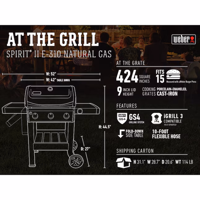 Weber Spirit II E-310 Black 3-Burner