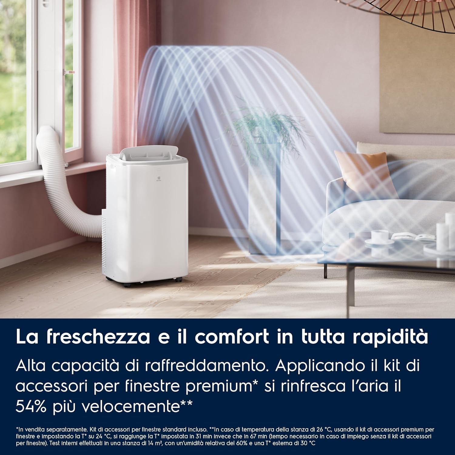 Electrolux EXP26U559HW Condizionatore portatile Caldo/Freddo Comfort 600 bianco, leggero e compatto, connesso, gas ecosostenibile R290, A+ raffreddamento e riscaldamento [Classe di efficienza energetica A+]