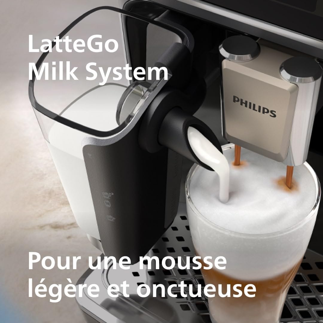 Philips Machine à Expresso Entièrement Automatique 5500 Series–20 Boissons Chaudes et Glacées, Carafe LatteGo Facile à Nettoyer, SilentBrew 40% Plus Silencieuse, QuickStart, Noir et Argent (EP5546/70)