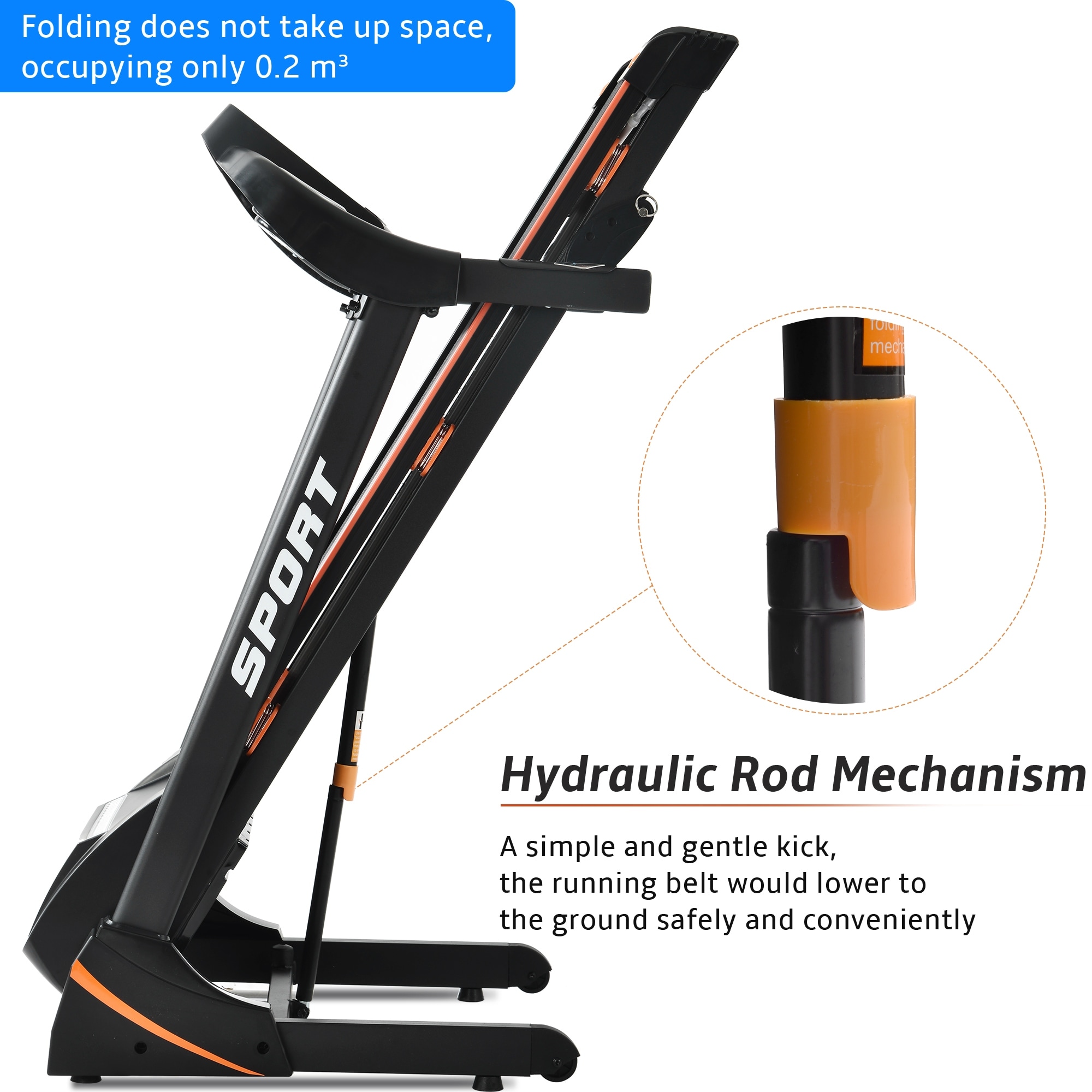 Folding Electric 3.5HP Treadmill With Incline Medium Running Machine Motorised LCD Gym 330lbs