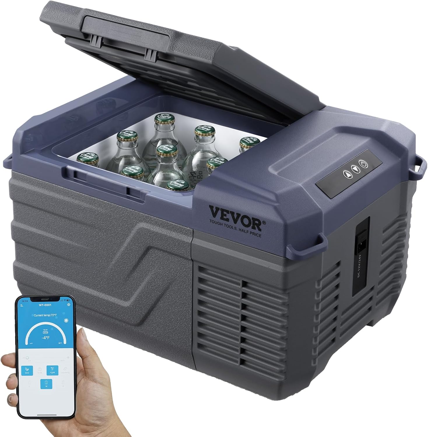 VEVOR Réfrigérateur Portable à Compression 9 L, Mini Frigo de Voiture 12/24 V CC et 100-240 V CA, Glacière à Zone Unique, -20 °C à 20 °C Température Réglable, pour Camion Bateau Maison Camping