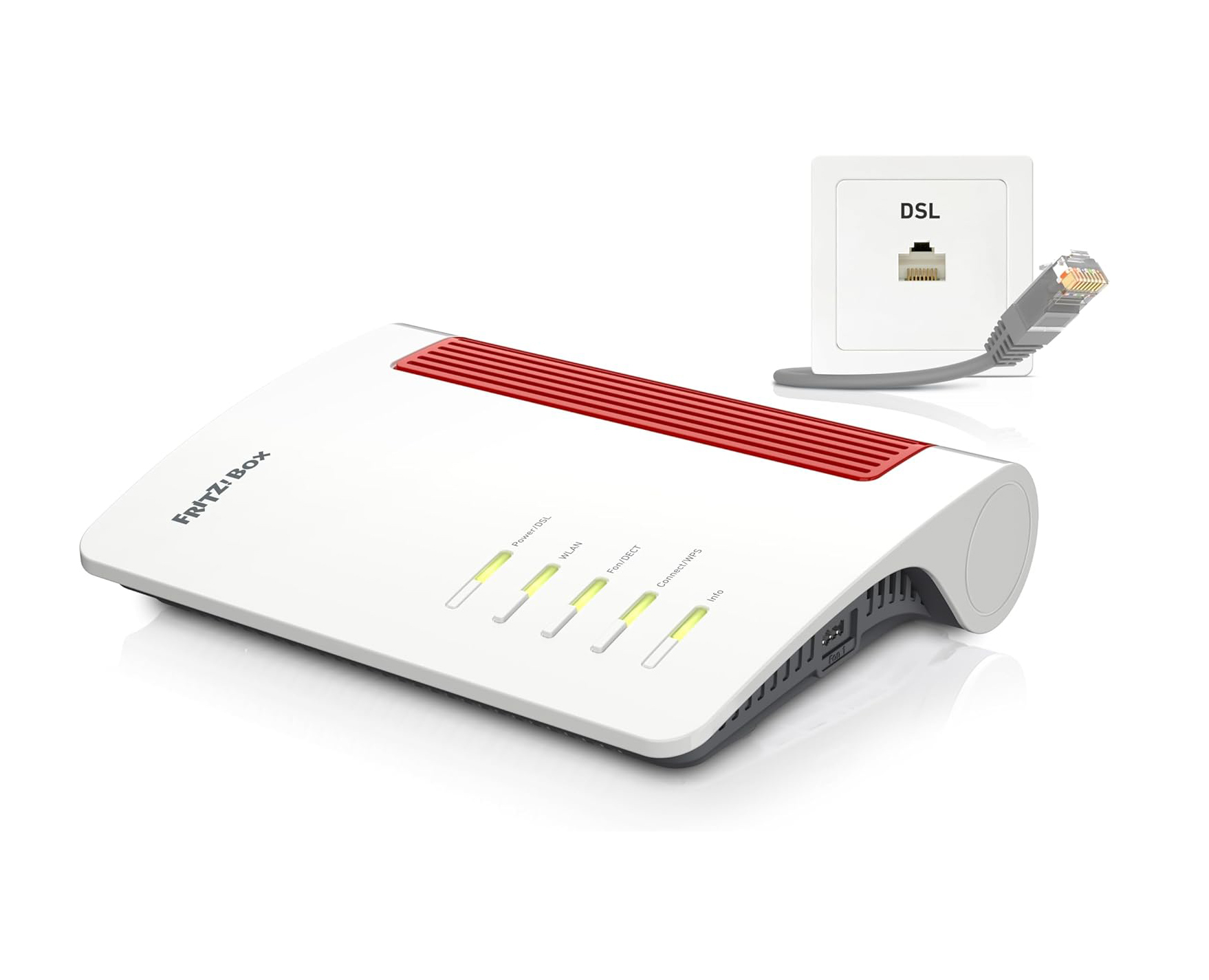 FRITZ!Box 7690 (Wi-Fi 7 DSL Router with 5,760 Mbps (5GHz) & 1,376 Mbps (2.4 GHz), up to 300 Mbps with VDSL Supervectoring and ADSL2+, WLAN Mesh, DECT Base, German Version