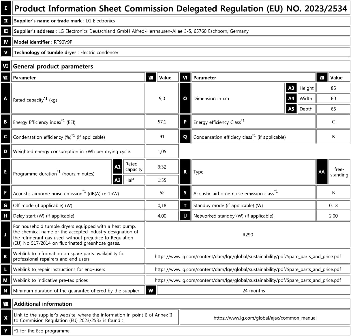 LG RH90V9LVEN Asciugatrice Smart a Carica Frontale 9kg, Serie V9, Classe A+++, Condensazione con Pompa di calore DUAL Inverter, Eco Hybrid, Condensatore autopulente, Allergy Care, Wi-Fi, Bianca [Classe di efficienza energetica A+++]