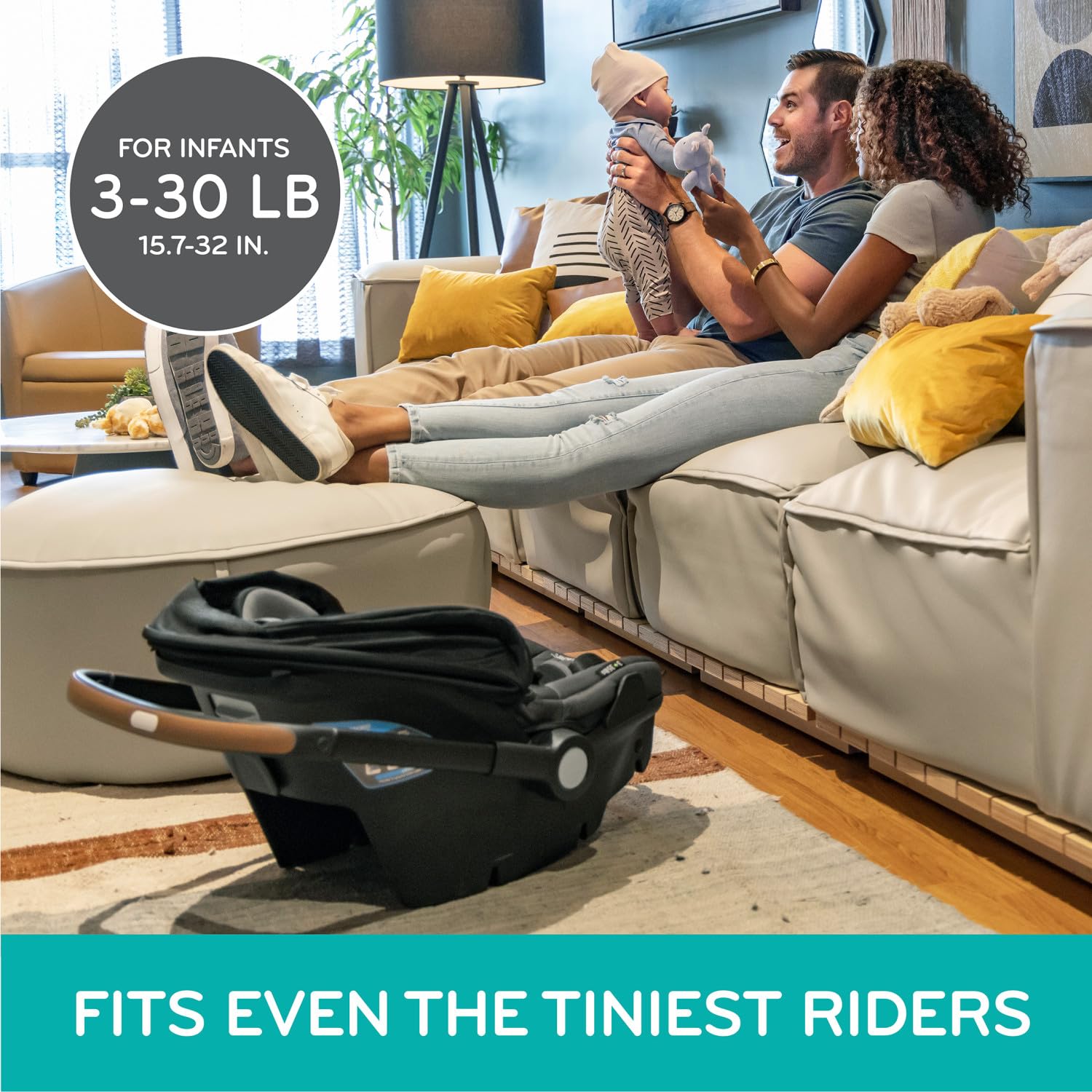 Evenflo Shyft DualRide baby car seat and stroller set with portable storage (Boone Gray)