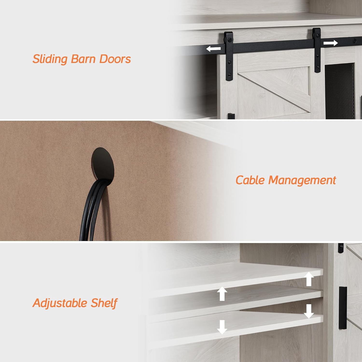 WAMPAT Farmhouse Buffet Cabinet,Rustic Sideboard with Sliding Barn Doors