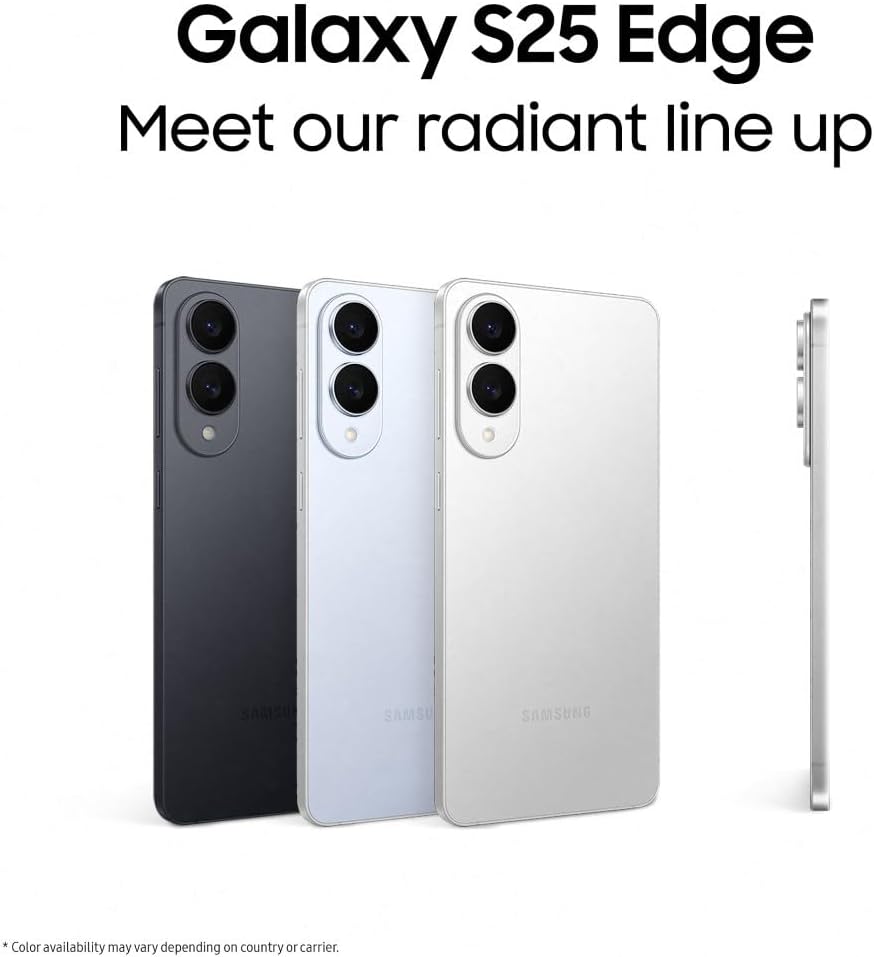 Samsung Galaxy S25 Edge AI Smartphone, Galaxy AI, Android Smartphone, 12GB Memory, 512GB Storage, 200 MP Camera, Long Battery Life, Titanium JetBlack, 3 Year Samsung Extended Warranty