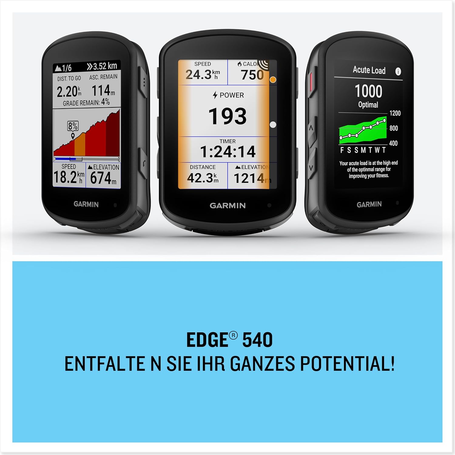Garmin Edge 540 - EU Central + West, GPS-Fahrradcomputer mit Tastenbedienung, 2,6 Zoll Farbdisplay, Europakarten, umfassenden Leistungsdaten, bis zu 26 Std Akkulaufzeit