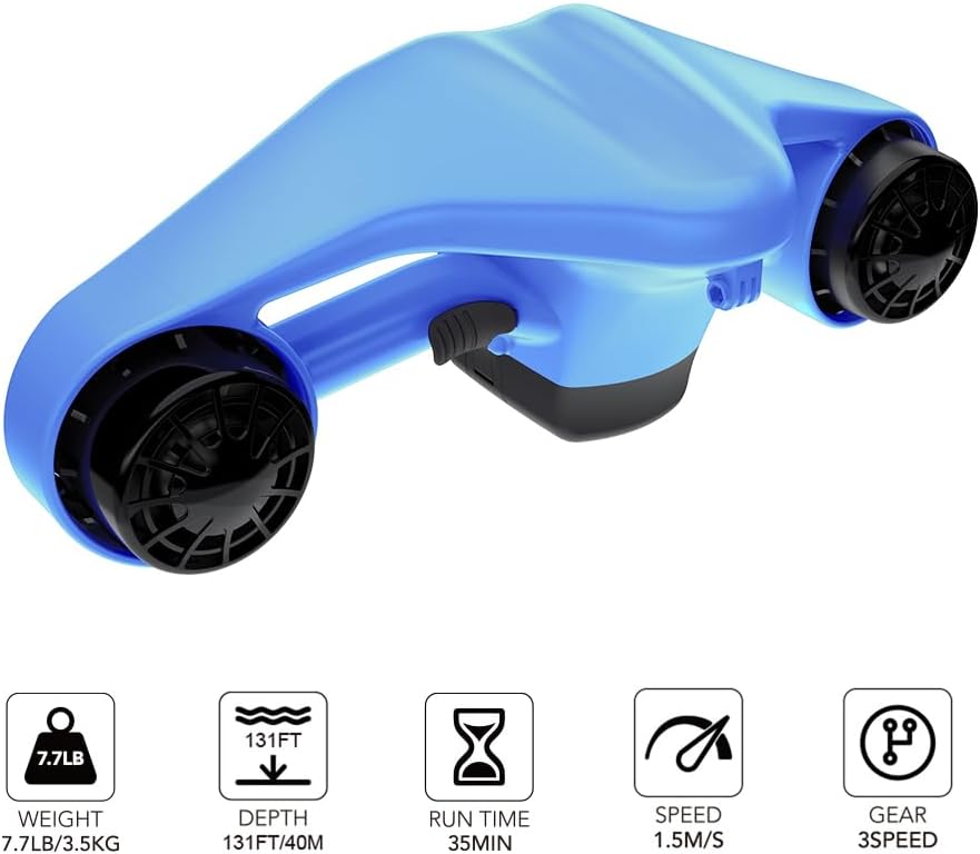 Asiwo Underwater Scooter with Action Camera Mount - Waterproof Dual Motor Sea Scooter for Diving, Swimming, Snorkeling