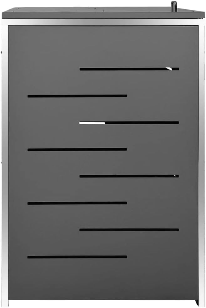 KOIECETA Wheelie Bin Box for 4 Bins Wheelie Bin Cover Wheelie Bin Bin Box Bin Box 240 L Anthracite Stainless Steel