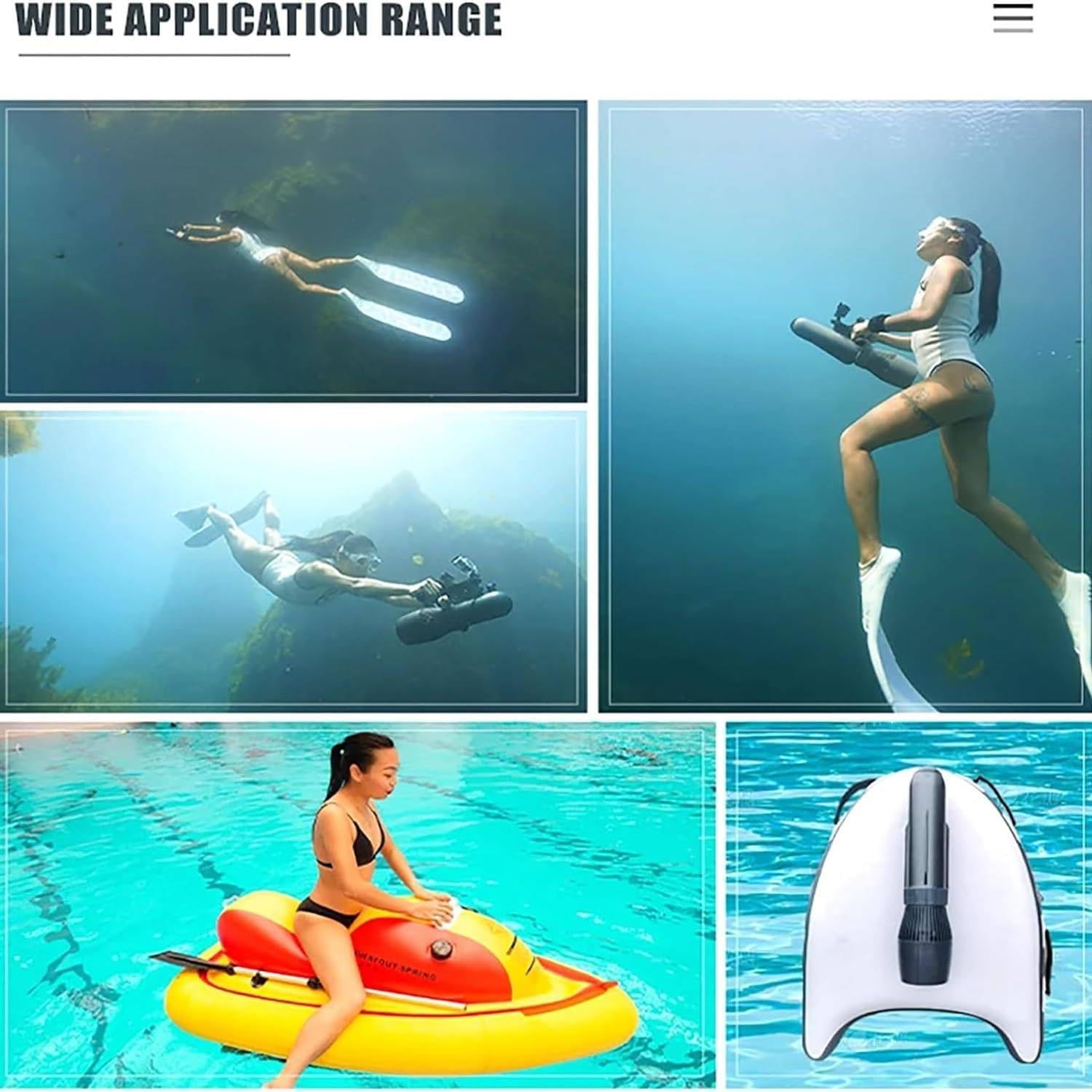 XDLYWUZIQ Portable Kayak Booster, 130mins Brushless Underwater Thruster Set, 10km/h Electric Underwater Sea Scooter, Diving Scooter for Kayaks/Inflatable Boats