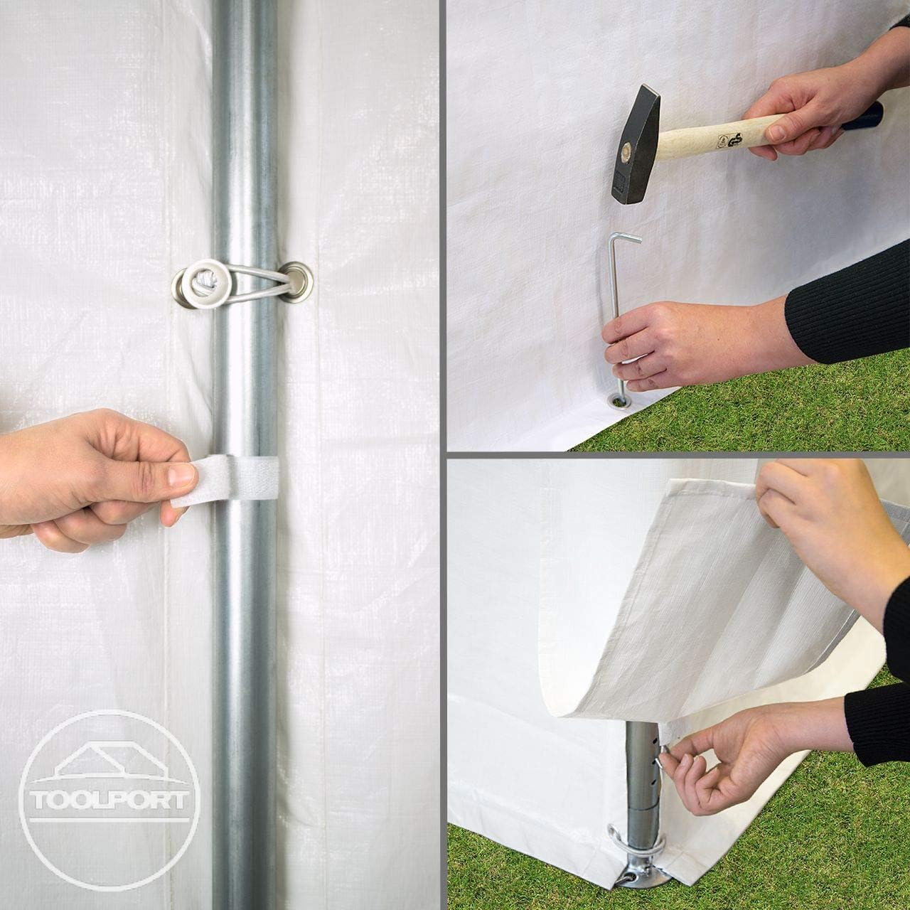 TOOLPORT Tente de réception 3x2 m pavillon Blanc bâche PE 350 N imperméable Tente de Jardin