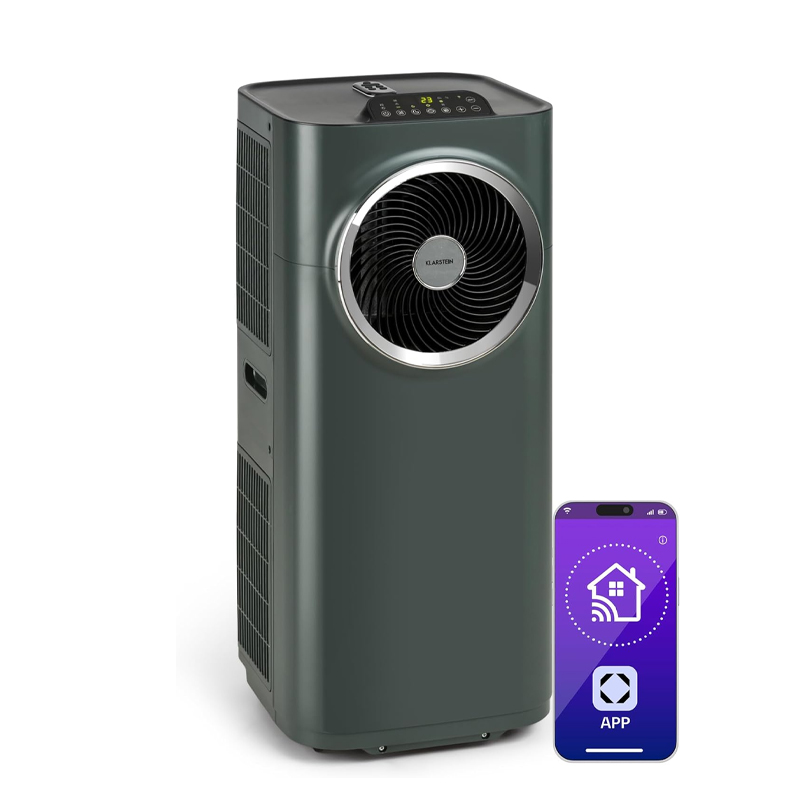 Klarstein Silent Mobile Air Conditioner, 5 in 1 Portable Smart Air Conditioning, Mini Air Conditioner, Purifier and Odour Removal, Air Dehumidifier, Night Mode, Low Consumption, 12K BTU, Air [Energy Class A]