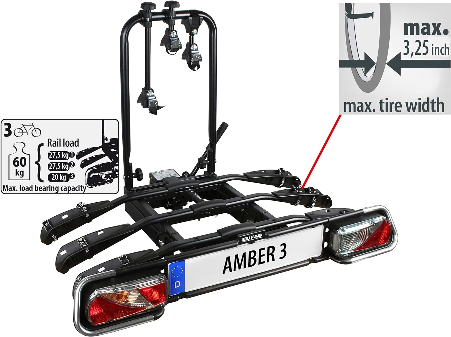 EUFAB 11555 Bicycle Rack Amber III