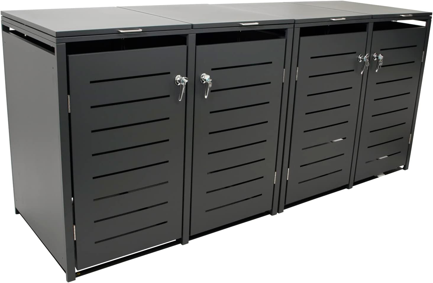 DEGAMO Cologne Wheelie Bin Box for 4 x Bins 120 and 240 Litres Galvanised Steel Anthracite