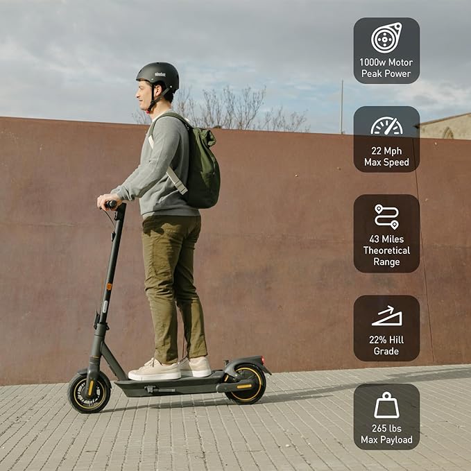 Segway Ninebot MAX Foldable Electric Scooter, Power by 350W/450W Motor, Long Miles Range, 18.6/22 mph, Dual Suspension (MAX G2 Only), Commuter Scooter for Adults, UL-2271 2272 Certified