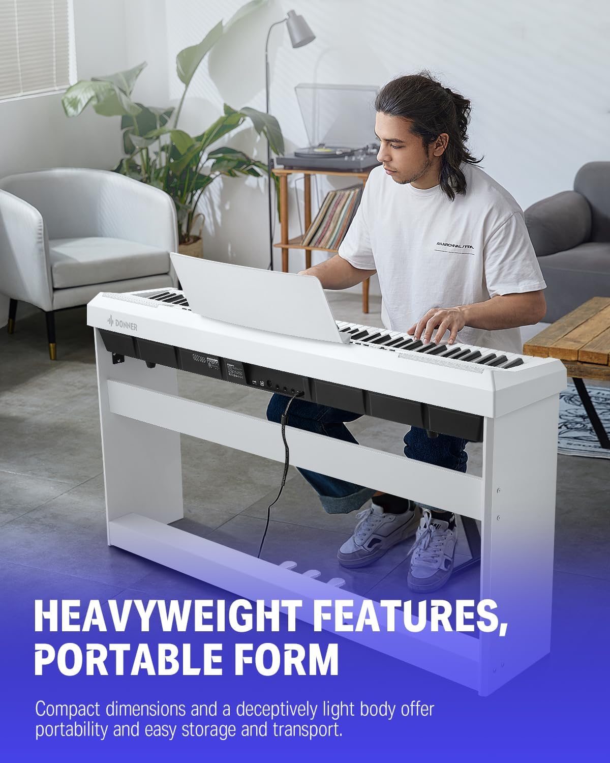 E Piano 88 Keys, Donner DEP-20S Digital Piano Keyboard 88 Keys Hammer Mechanism Weighted Beginner Electric Piano with Pedal and Piano Stand