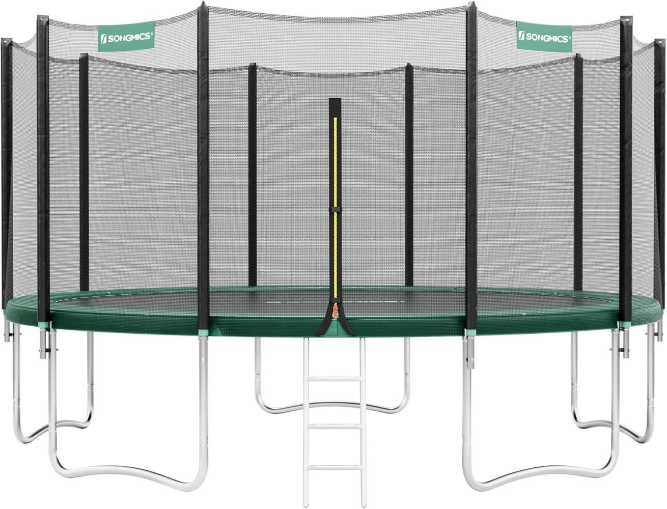 SONGMICS Outdoor Trampoline Ø 427 cm, Round Garden Trampoline with Safety Net, Ladder and Padded Poles
