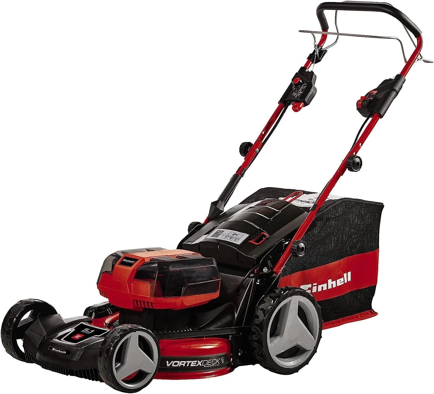 Einhell Cordless Lawnmower GP-CM 36/47 S HW Li Kit Power X-Change (36 V, 47 cm Cutting Width, up to 700 m², Brushless, Wheel Drive, 75 L Collection Basket, Includes 4 x 4.0 Ah + 2 x Twincharger)