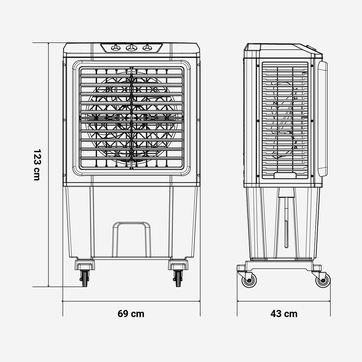 UNIVERSALBLUE |Climatizador 80L | Blanco | Modo Frío y Evaporación | 210W | 3 años De Garantía | 3 Velocidades