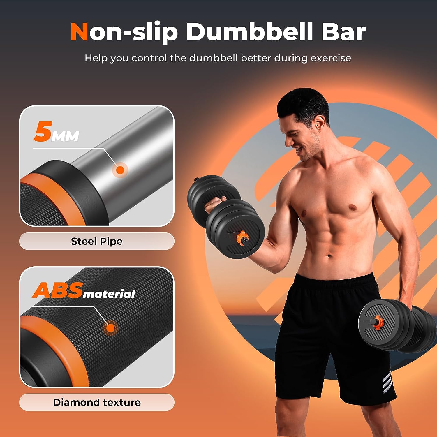 FEIERDUN Adjustable Dumbbells, 20/30/40/50/70/90lbs Free Weight Set with Connector, 4 in1 Dumbbells Set Used as Barbell, Kettlebells, Push up Stand