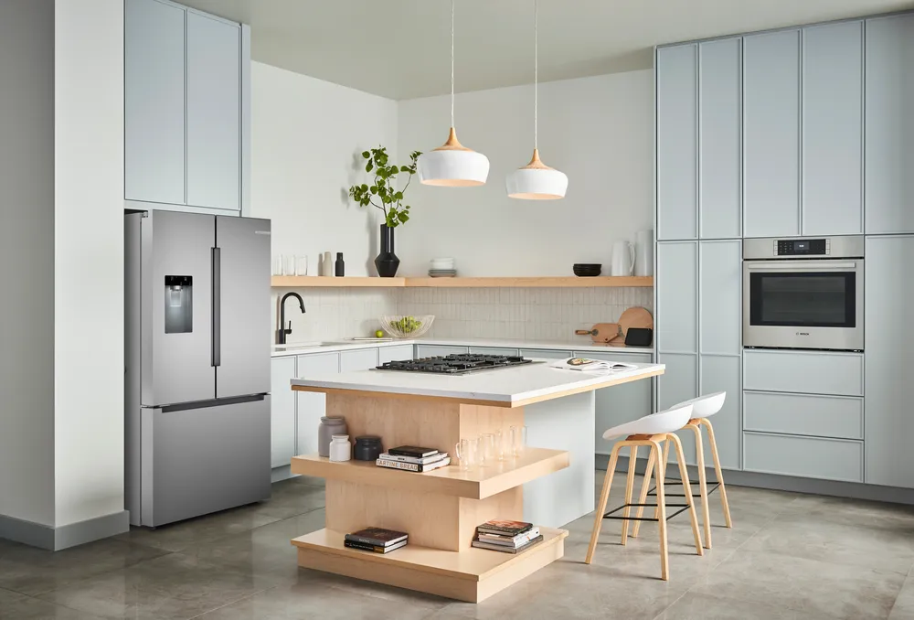 Bosch 100 Series French Door Bottom Mount 36'' Brushed steel anti-fingerprint, Total No Frost