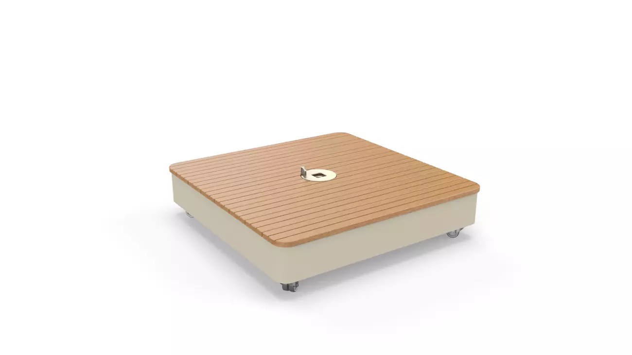 Umbrosa Icarus UX Sand cantilever umbrella 3 x 3 m with sand canopy and beige limestone frame Back to overview