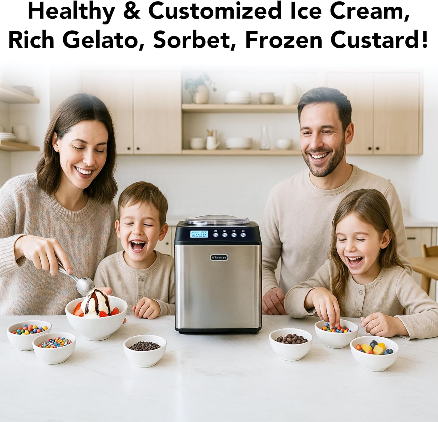 Whynter ICM-201SB 2.1 Quart Capacity Upright Automatic Compressor Ice Cream Maker with Stainless Steel Bowl in Black