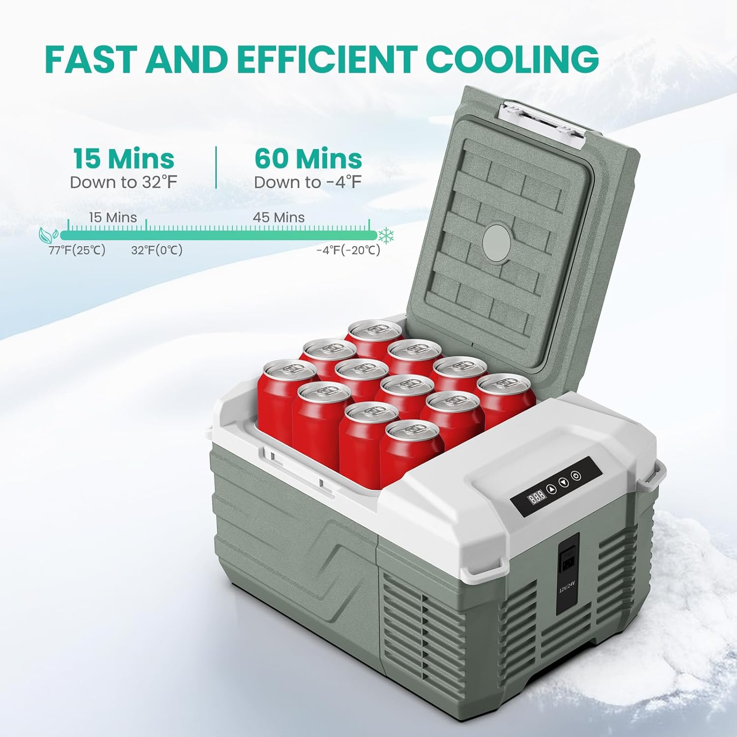 Alpicool NL9 Car Mini Fridge 9L 12V Car Refrigerator (-20℃-20℃) Portable Fridge Freezer 12V/24V DC 100~240 Volt AC Electric Cooler Box for Camping RV Road Trip Picnic Truck Camper [Energy Class C]