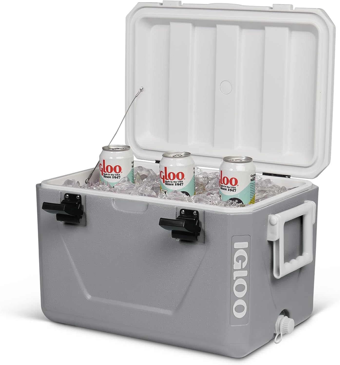 IGLOO Cooler Box, NESTABLE 4.3 gal (11 L) 27 L 55 L Blue / Gray / Authentic Dealer Made in USA / Imported Insulated Box, Large Capacity, For Outdoor Activities, Camping, BBQ, Sea, River, Beach, River