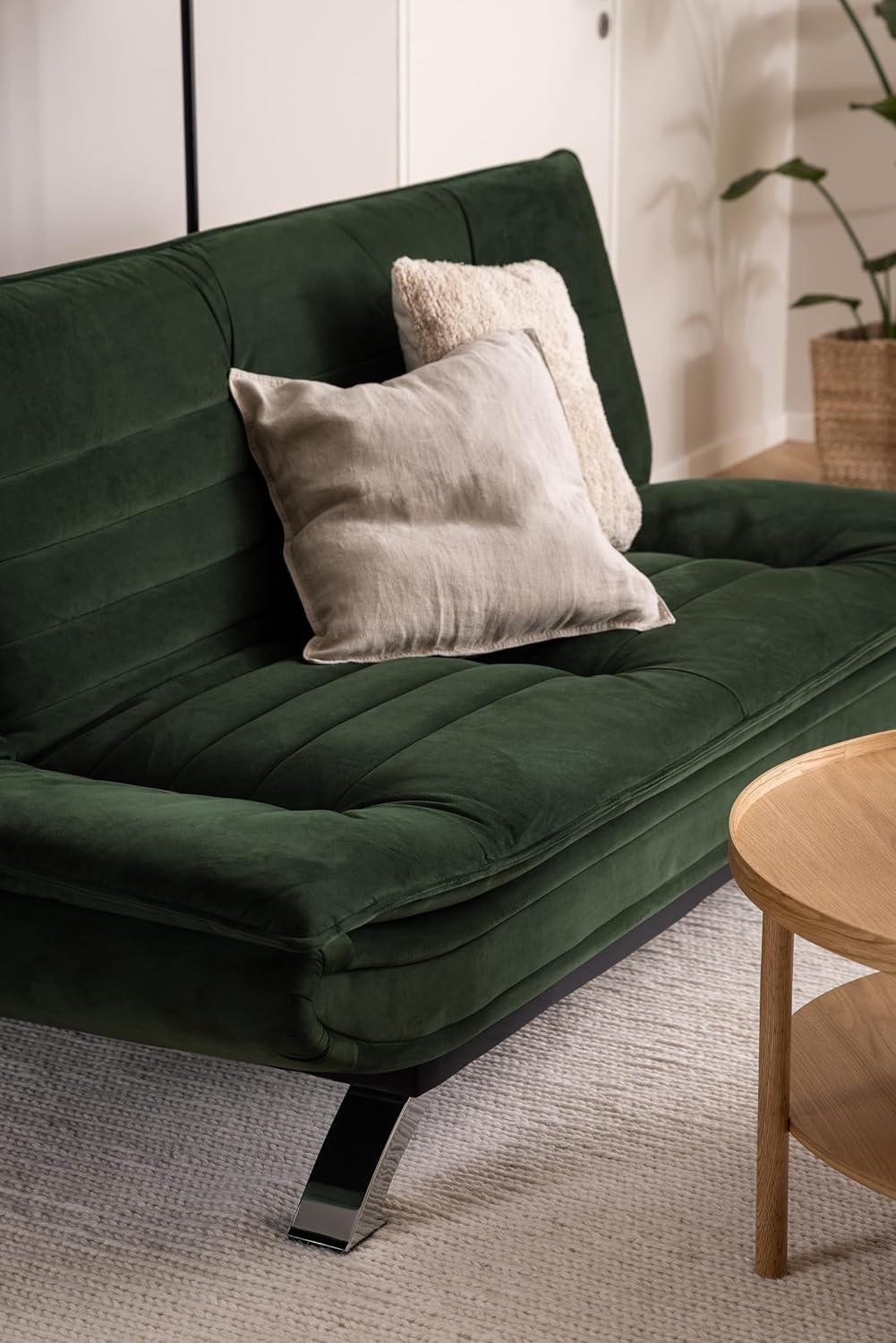 AC Design Furniture Jasper Sofa Bed W: 196 x H: 91 x D: 96 cm, Dark Grey/Black, Fabric/Metal