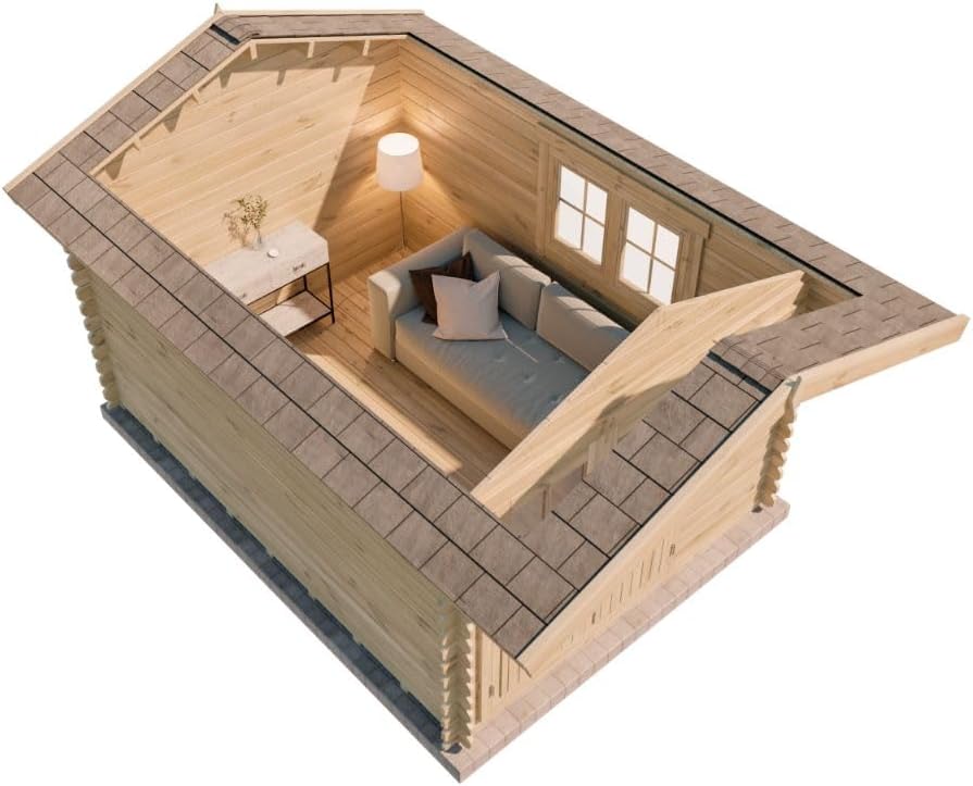 Gabriel-34 Garden Shed with Wooden Floor, Tool Shed 300 x 400, 10.07 m², 34 mm Wall Thickness, Waterproofing Grey