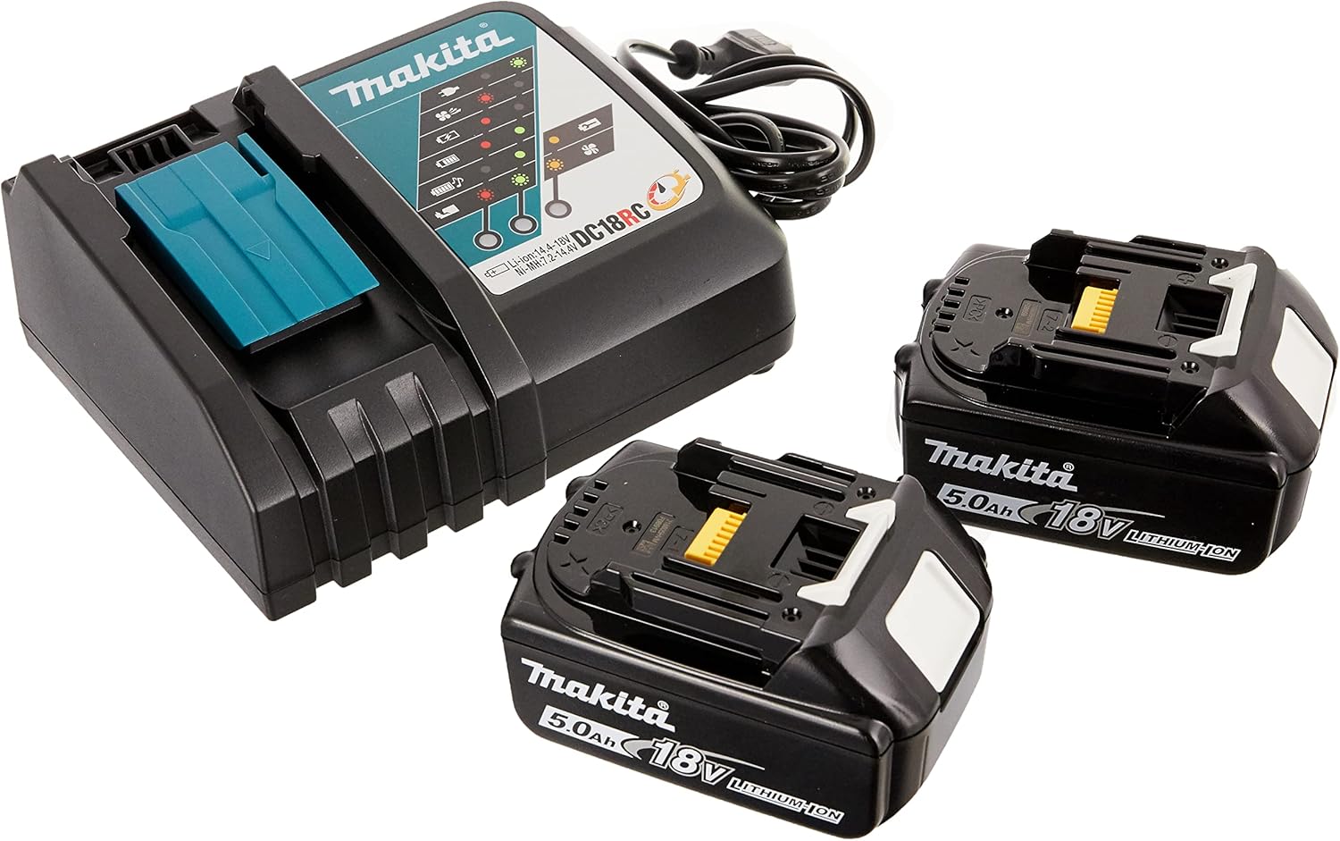 Makita DGA511RTJ Akku-Winkelschleifer 18 V / 5,0 Ah, 2 Akkus + Ladegerät Im MAKPAC