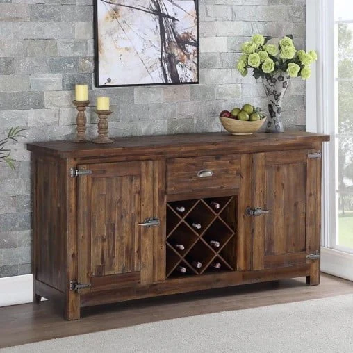 Rustic Extendable (75-94) Dining Set with Butterfly Leaf Plus Server