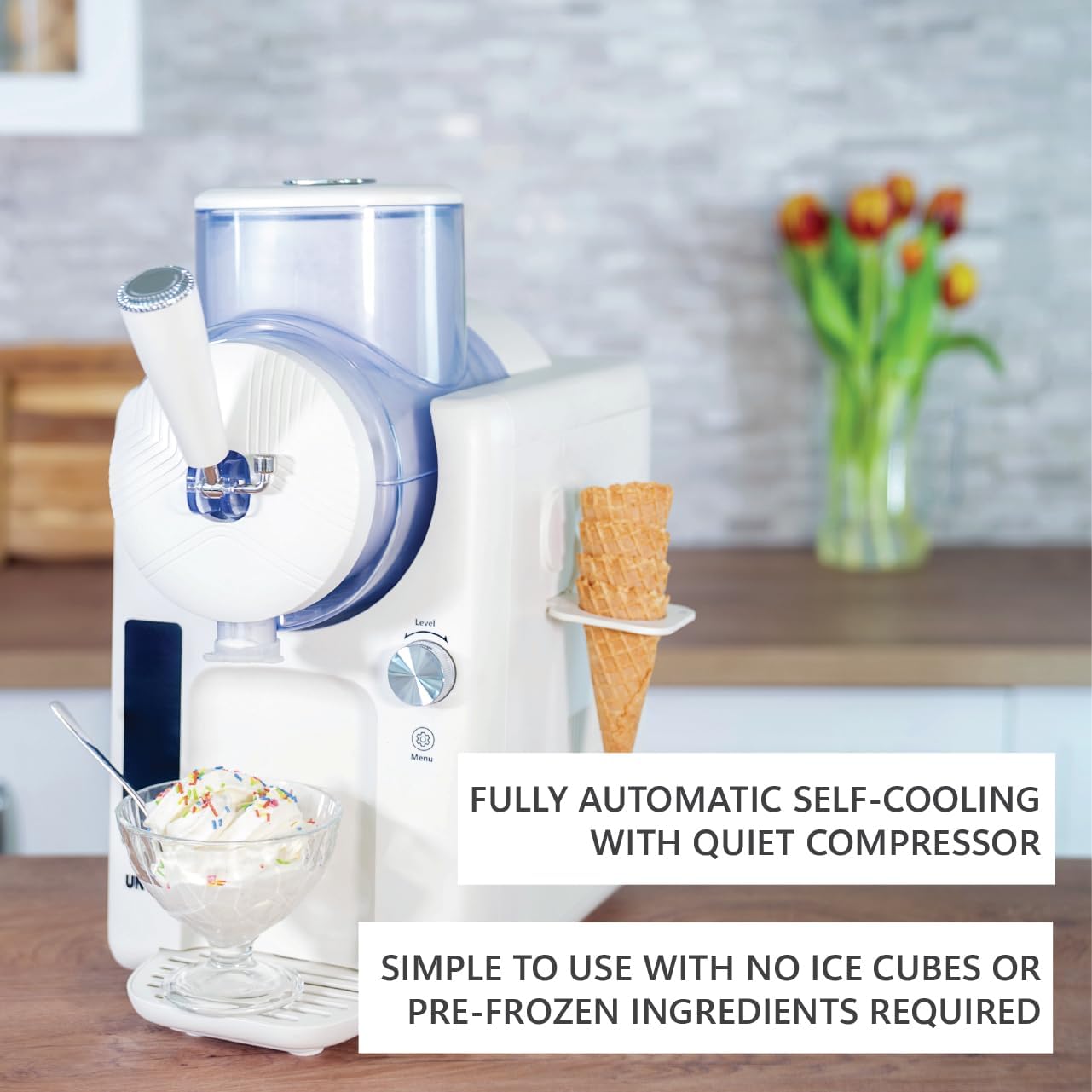 Unold Sofie 2-in-1 Soft Serve Ice Cream Maker and Slush Machine 48950 - Gelato at Home - 5 Frozen Dessert Programmes - 2L - 150W Self-Cooling Electric Compressor