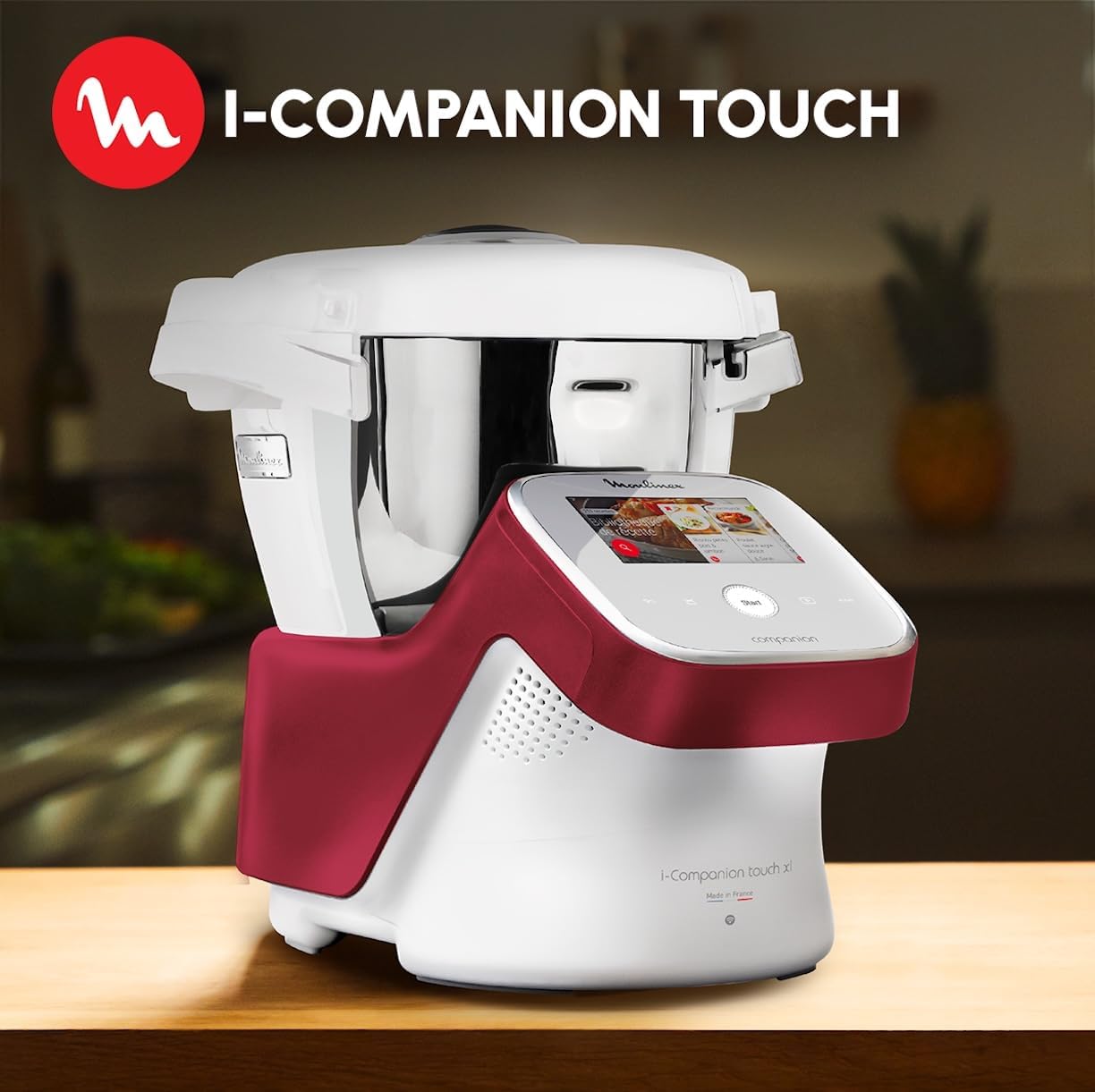 Moulinex Robot da Cucina Multifunzione I-Companion Touch, Potenza 1550 W, Capacità 4,5L, Temperatura da 30 a 150 °C, 14 Programmi Automatici e 5 Accessori Dedicati, HF9345