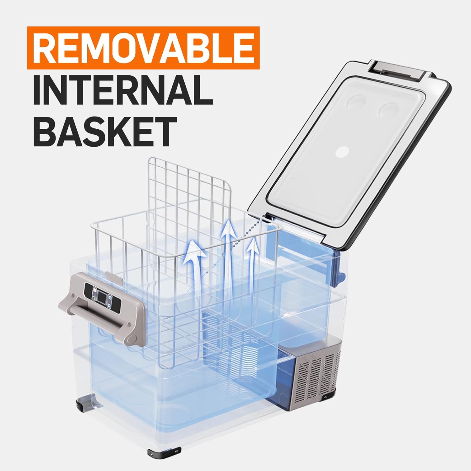 EUHOMY 45L Car Fridge Freezer 12V, Portable Camping Fridge Freezer Car Refrigerators with APP Control, Compressor Fridge with 12/24V DC & 110-240V AC for Camping, RV, Road Trip, Picnic(Gray) [Energy Class B]